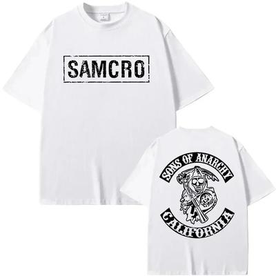 Synowie Anarchii SAMCRO Męski T-shirt Luksusowa Marka Moda Duży Rozmiar Top Casual Krótki Rękaw Streetwear Nowość Tee S-4XL