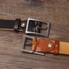 Belt Men's Stainless Steel Buckle Tea Core Leather Thickened First Layer Leather Simple All-Match Casual Jeans Belt Men's