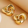 Vintage Metal Geometric Smooth Stud Earrings for Women Fashion Gold Color Irregular Twisted Personality Earrings Jewelry Gifts