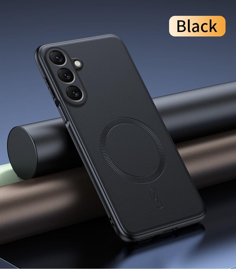 For Samsung S25 Plus Case Magnetic Leather Shield Cover For Samsung S25 Plus Anti-Fingerprint Non-Slip PC+TPU