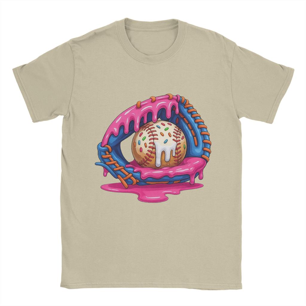 Baseball Drip Ice Cream  T-Shirt Summer Glove 100 Cotton T-Shirts For Men Hippie Casual Tshirt Short Sleeve Y2K Retro Tees
