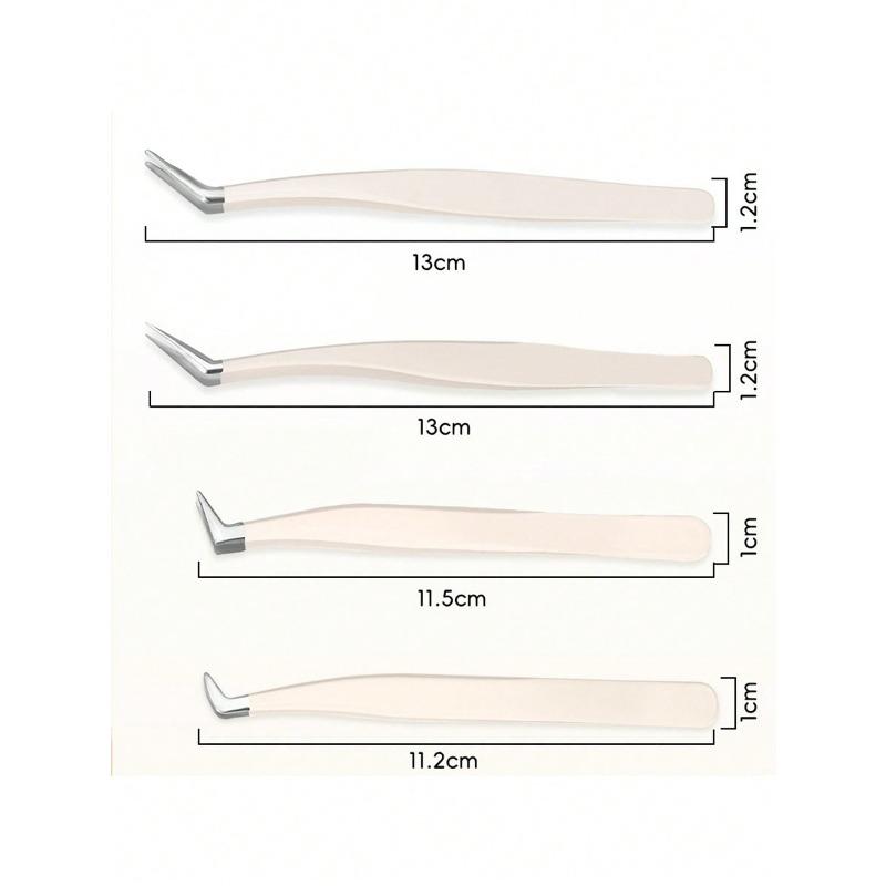 4pcs Eyelash Extension Tools Set Stainless Steel Tweezers, Angled Tweezers, Makeup Artist Supplies, Precision Lash Tweezers For Makeup Tool