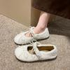 Fashion New Flat Shoes in Autumn Fashion Round Toe Shallow Mouth Bow One Strap Soft Sole Anti-slip Wear-resistant Cotton Shoes