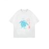 Oversized T-Shirt Black Cow With Heart And Kitten Print Casual Streetwear For Women
