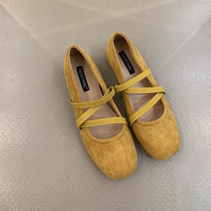French flat-soled ballet shoes women's gentle shoes with skirt single shoes girl cross-strap Mary Jane shoes