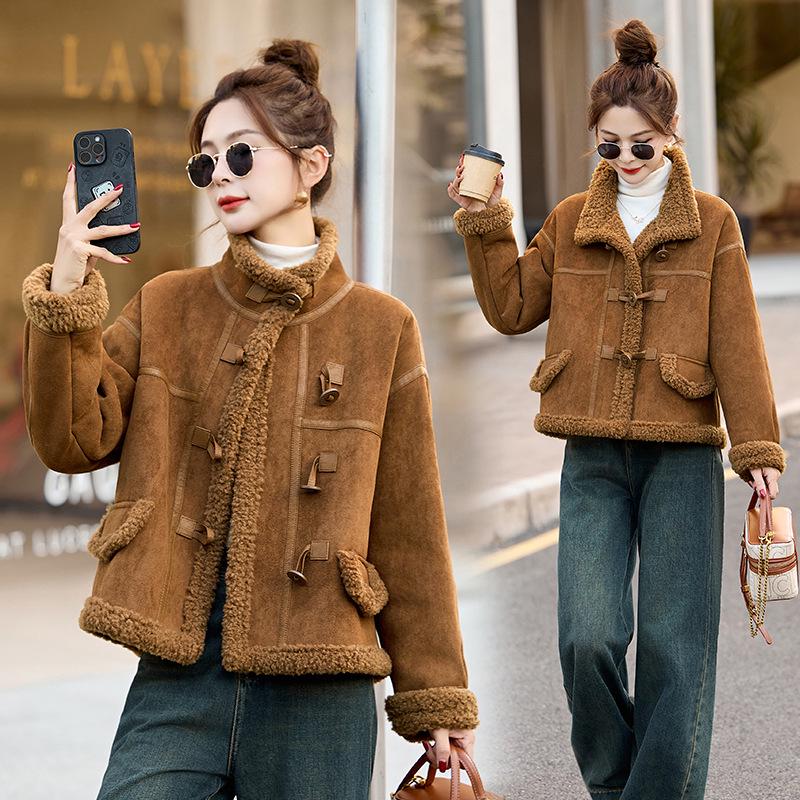 

2024 Женское Зимнее Пальто Высокого Класса из Кожи и Меха на Одной Пуговице Z5375 L (120-145 jin) верблюд