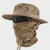 Men's Camouflage Bucket Hat Set: Multifunctional, Breathable, Sun-Protective Fishing Hat with Round Brim.