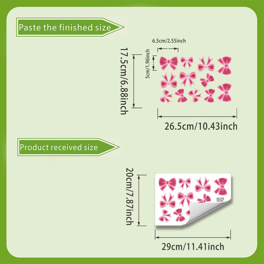 Pink and Luminous Pink Bow Wall Stickers for Children's Room and Bedroom Wall Decoration