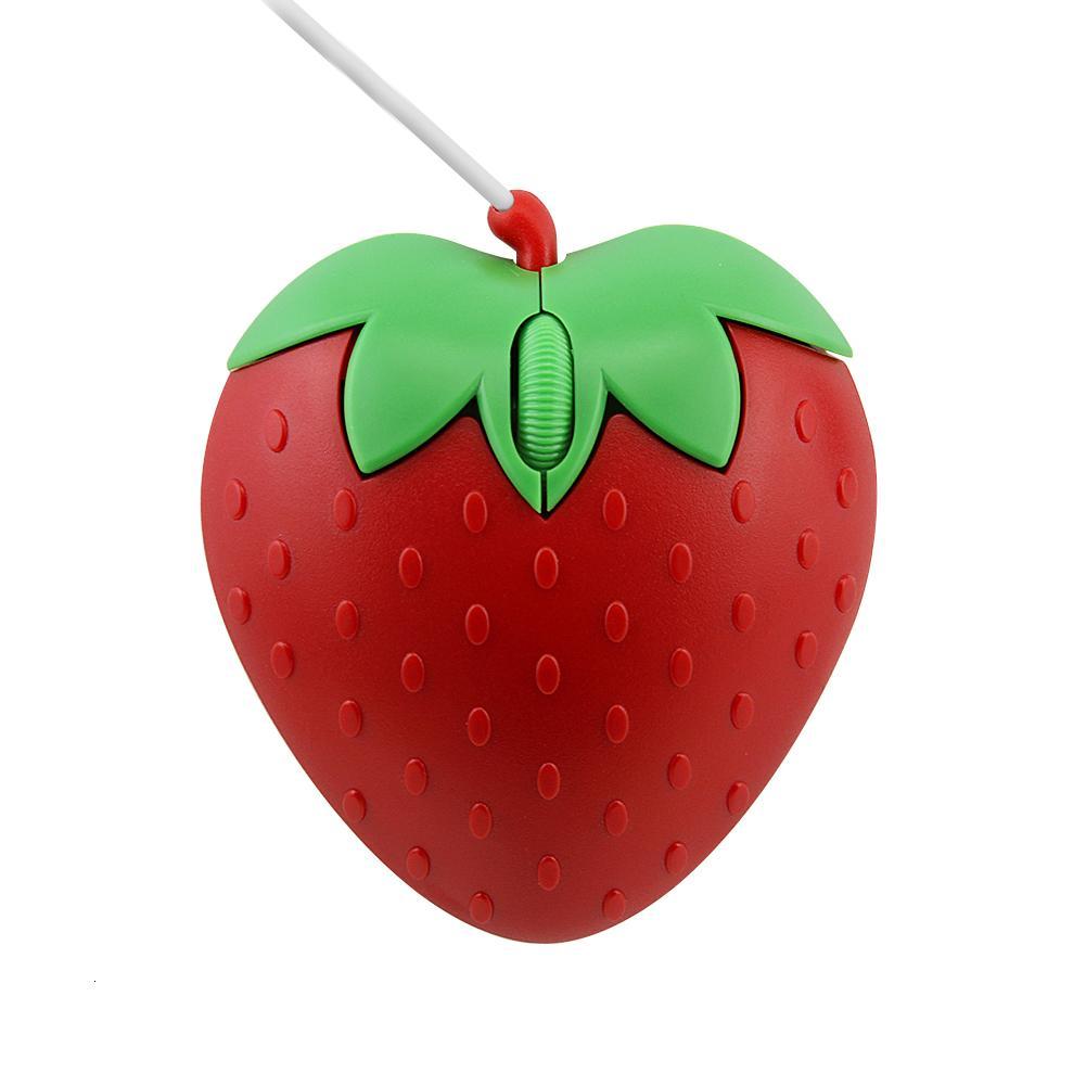 1pcs USB Power Supply Cute Strawberry Wired Mouse Mini Mouse O9E0