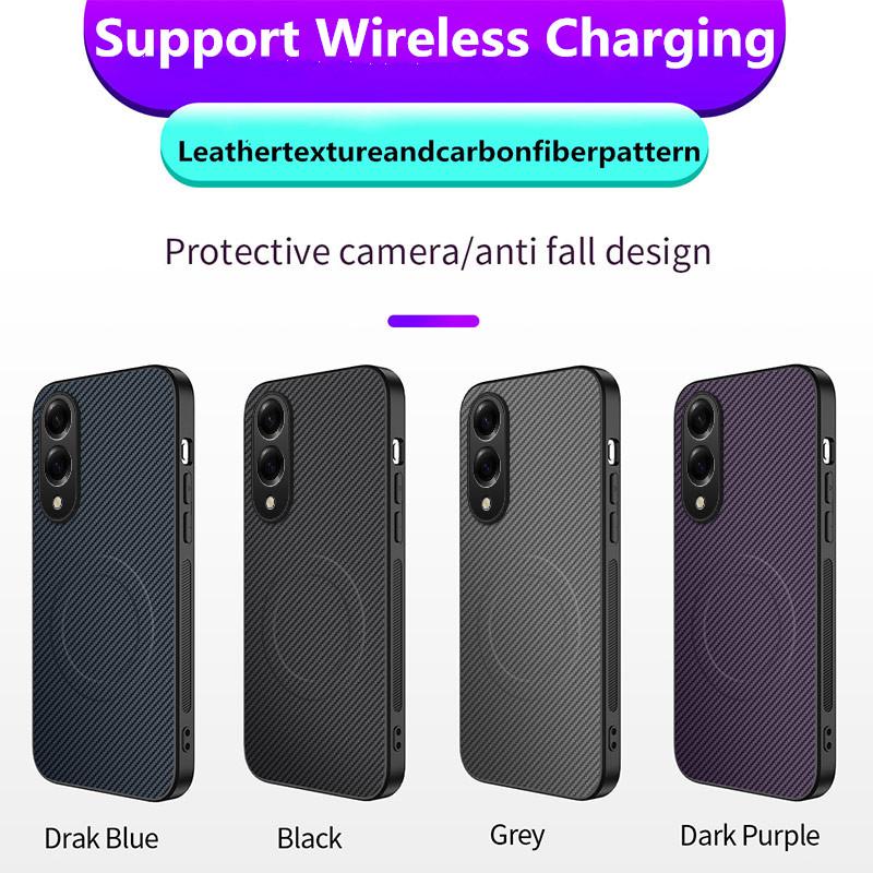 For Samsung S25 Plus Fashion Magnetic Shockproof Phone Case For Samsung Galaxy S25 Ultra S25 Edge Luxury Carbon Fiber Cover S25