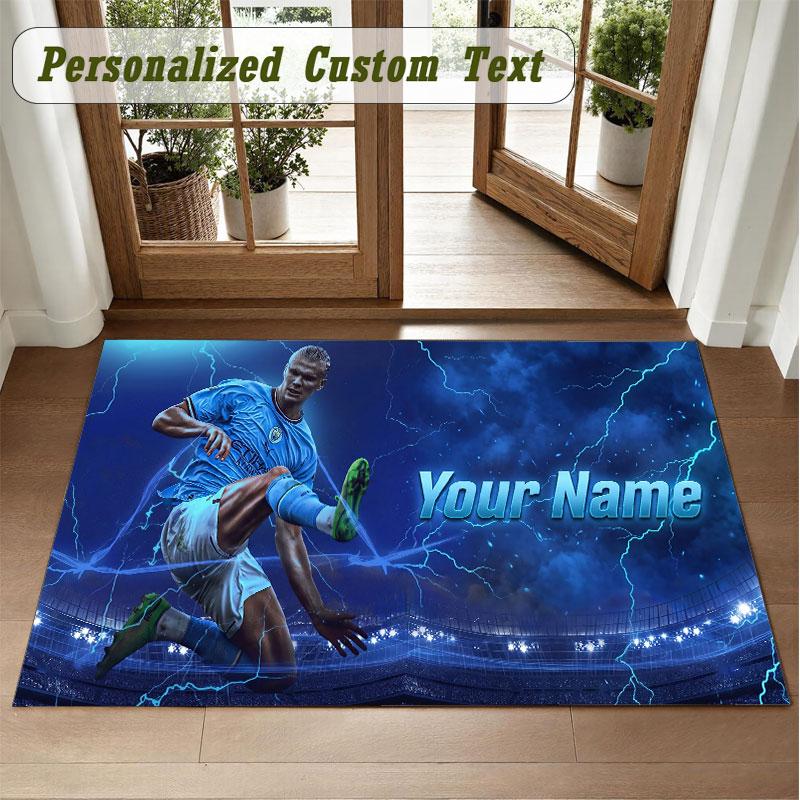 Crystal Velvet Square Rug Custom NameErling Haaland Pattern Non Slip Home Floor Decor Rug