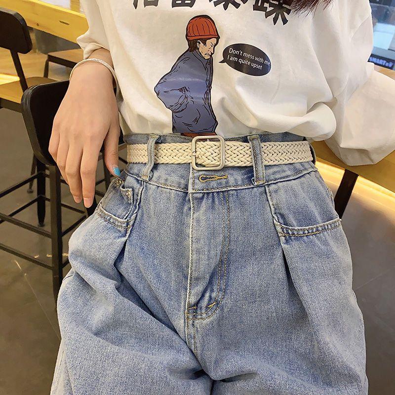 

Ремень Холщовый Стильный Для Женщин Летняя Мода Трендовый Плетеный Без Проколов Джинсовый Аксессуар белый