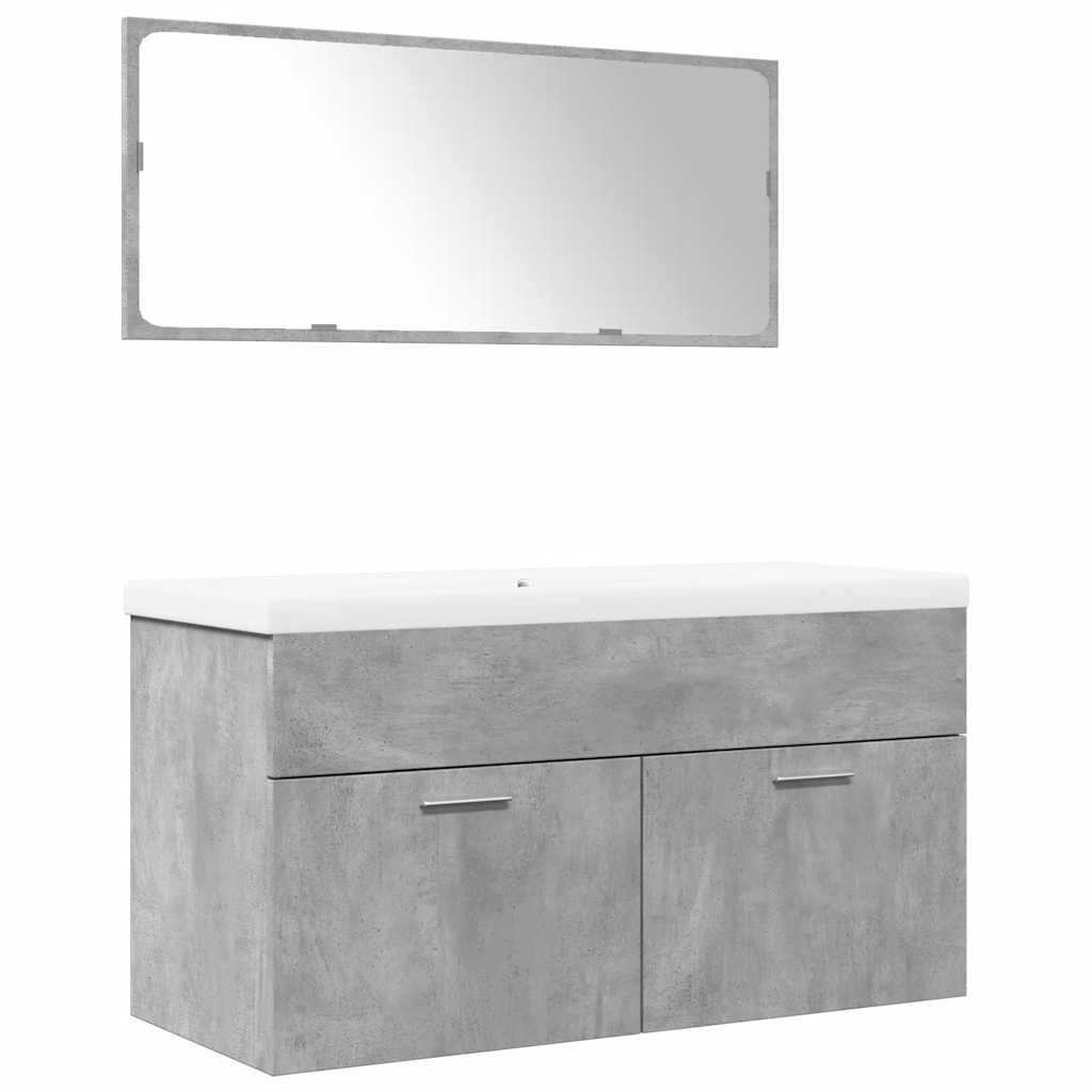 3 Piece Bathroom Furniture Set Concrete Grey Particleboard