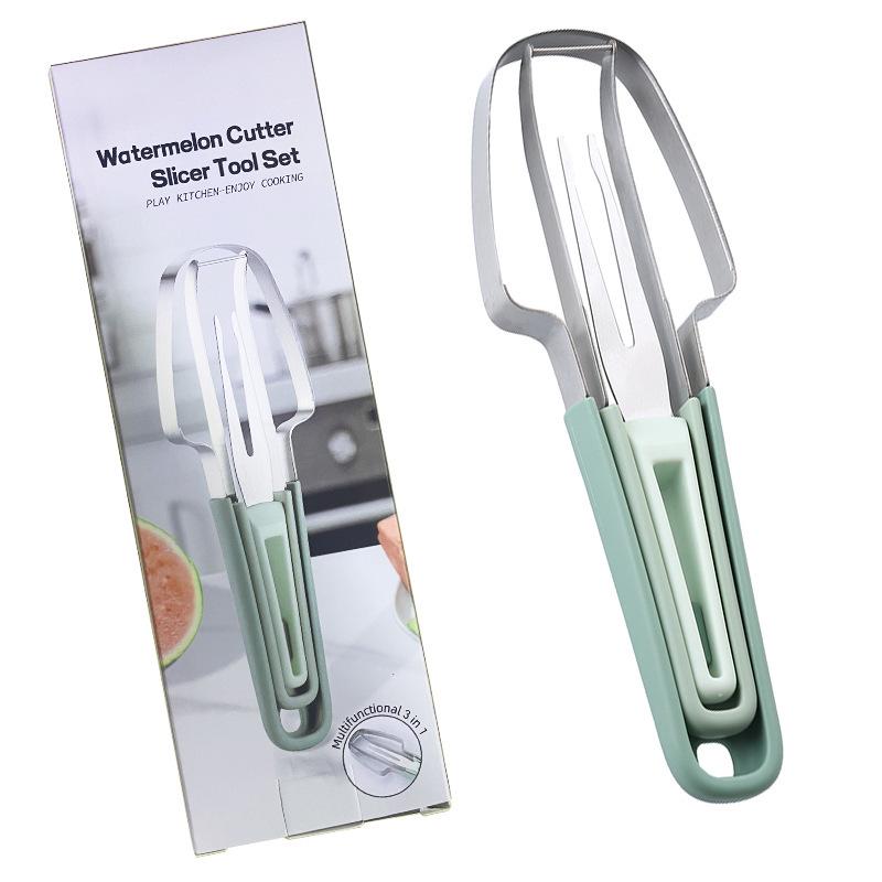 

Stainless Steel 3-in-1 Watermelon Slicer & Cubing Kitchen Tool