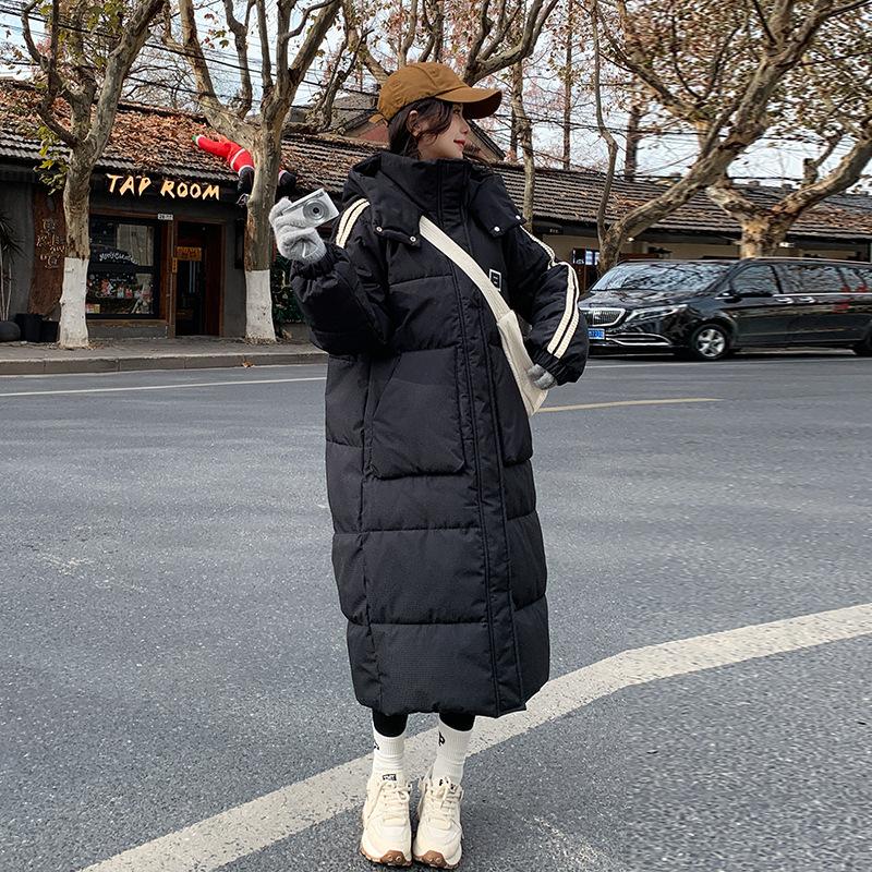 Long Over-the-knee Padded Jacket Loose Hooded Padded Jacket Winter Fashion Padded Jacket Women