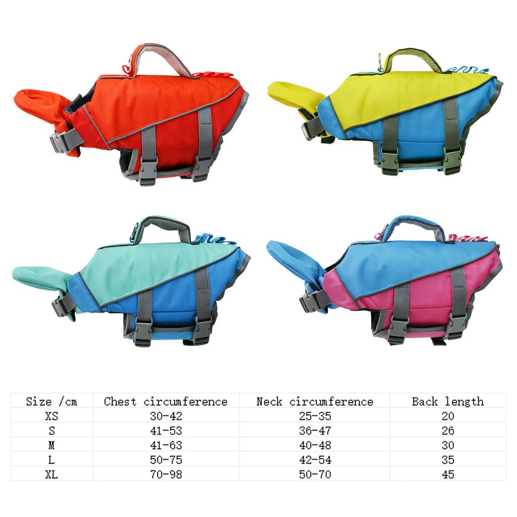 Adjustable Dog Life Jacket Reflective Swim Vest with Life Handle for Various Breeds High Buoyancy for Swimming Beach