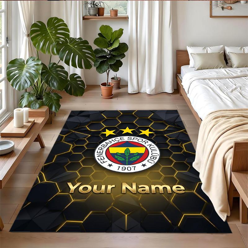Crystal Velvet Rug Custom Name Text, Soft Non Slip Floor Mat Home DecorFenerbahçe FC