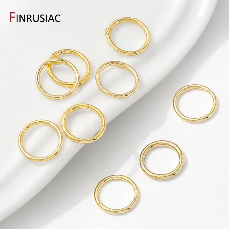 4-8mm 14/18K Gold Plated Brass Solid Closed Jump Ring,Closed Split Rings Connector For DIY Jewelry Making Accessories