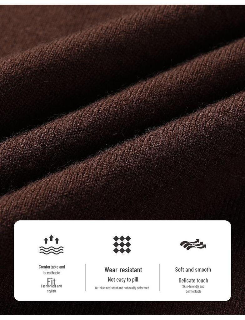 Romon Men's Wool Blend Crew Neck Sweater - Pure Color Long Sleeve Knitwear for Spring & Autumn