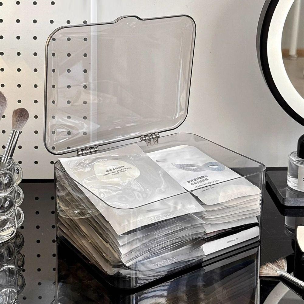 Acrylic Desktop Mask Storage Box Transparent Large Capacity Cosmetic Storage Case with Cover Dust-proof Sundries Organizer