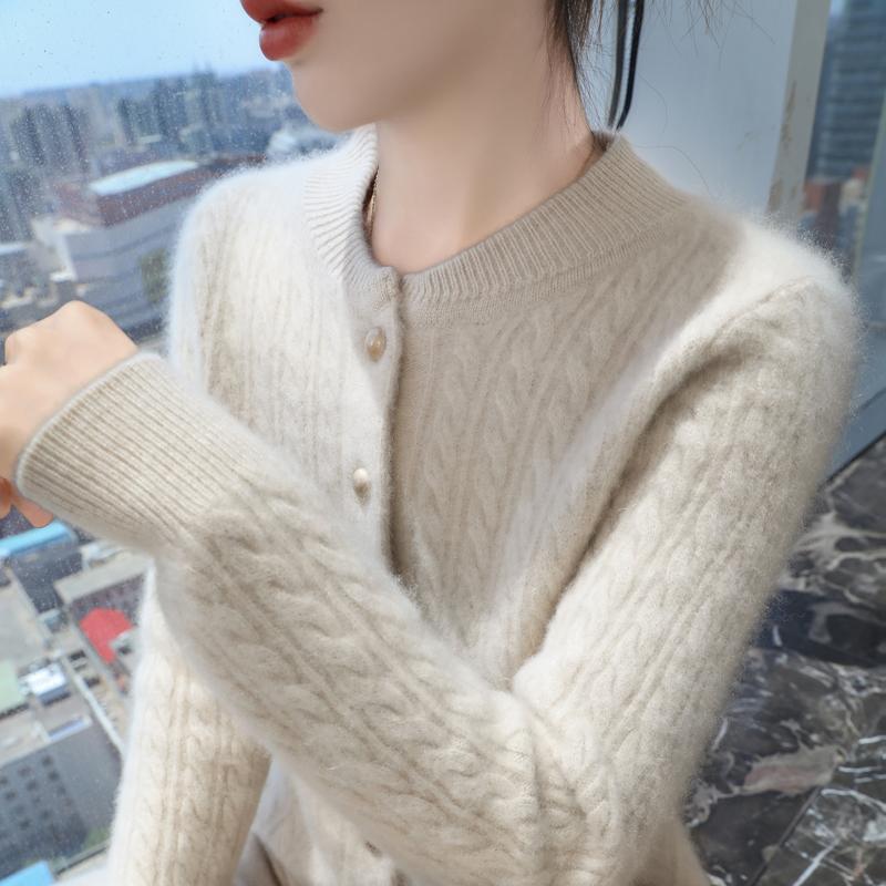 Women's Cashmere Cardigan Qinghe Cashmere 30% Cashmere 70% Wool Autumn and Winter Cashmere Cardigan Soft and Warm