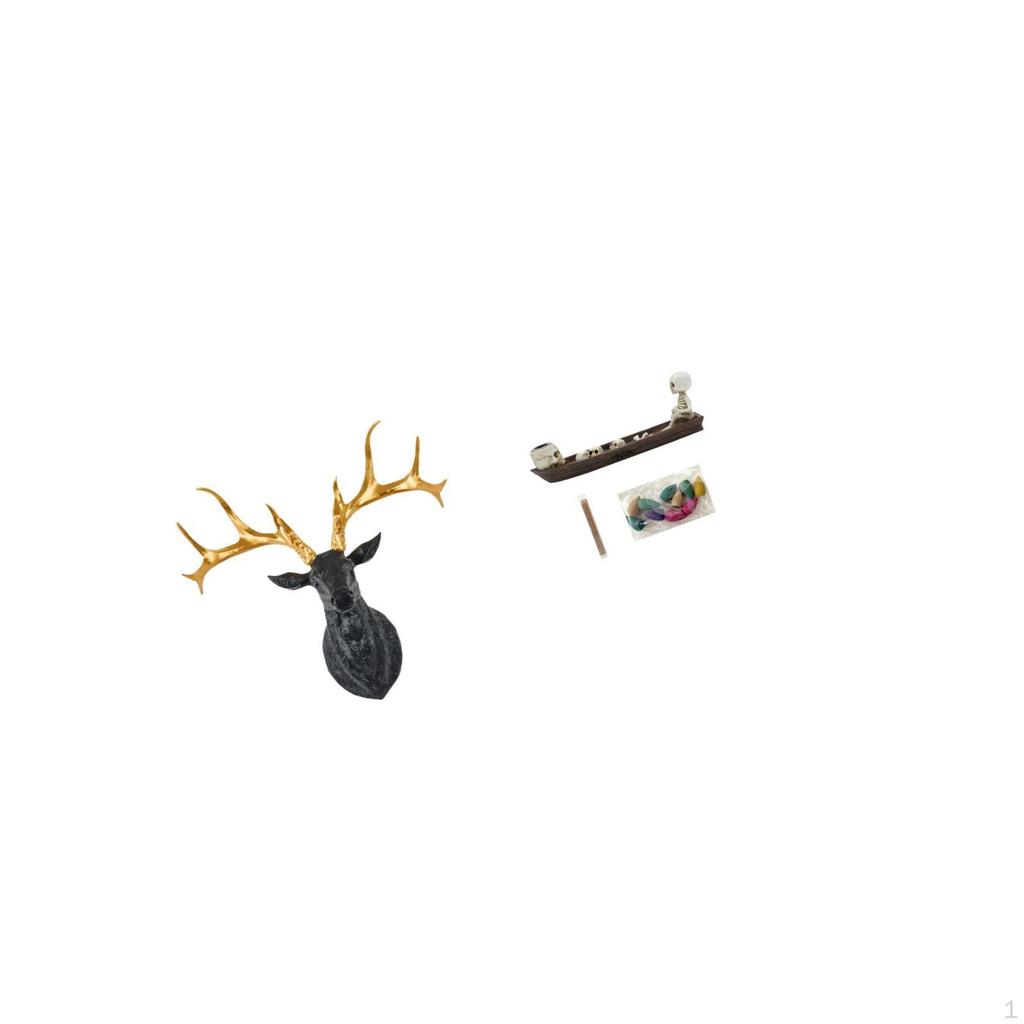 Boho Resin Deer Wall Sculpture Burner Collectible Artwork for Office Home Bedroom Tabletop Ornament