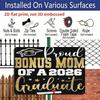 2D Flat, 1pc Proud Bonus Mom of A 2026 Graduate Aluminium Sign 8x12 Inch - Gold Glitter Grad Cap & Diploma Design, Graduation Decor, Gift for Bonus