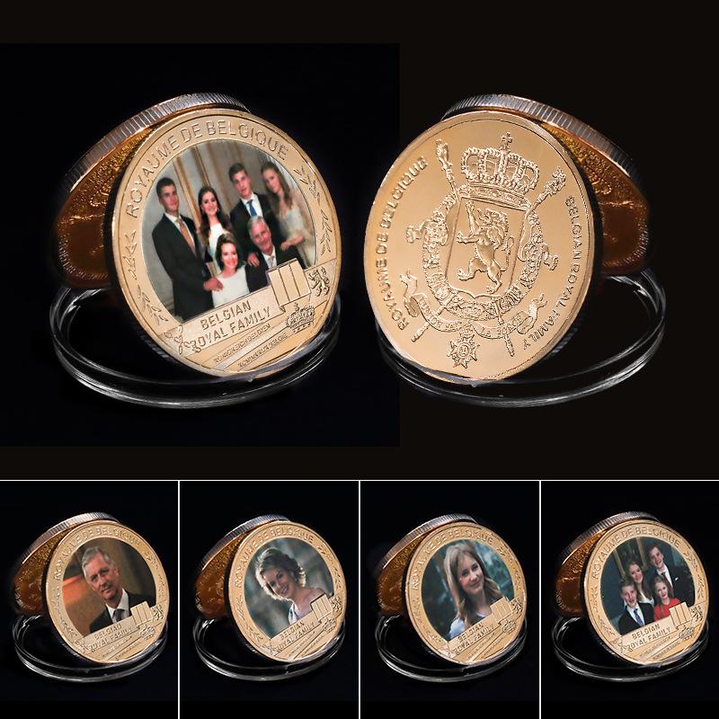 Medalie Comemorativă Regală Belgiană, Monede Comemorative, Set Cadou Artizanat Metalic, Insignă Metalică, Colecție, Include cutie cadou