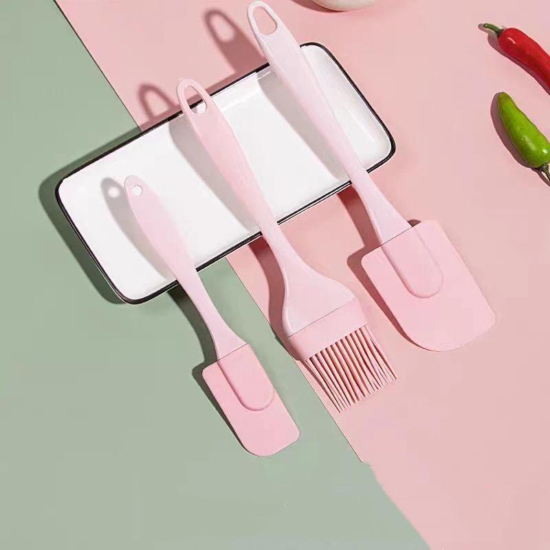 3Pcs/Set Cream Scraper Diy Bread Cake Butter Spatula Oil Brush Mixer Silicone Spatula Kitchen Baking Tool Non-Stick Kitchen New