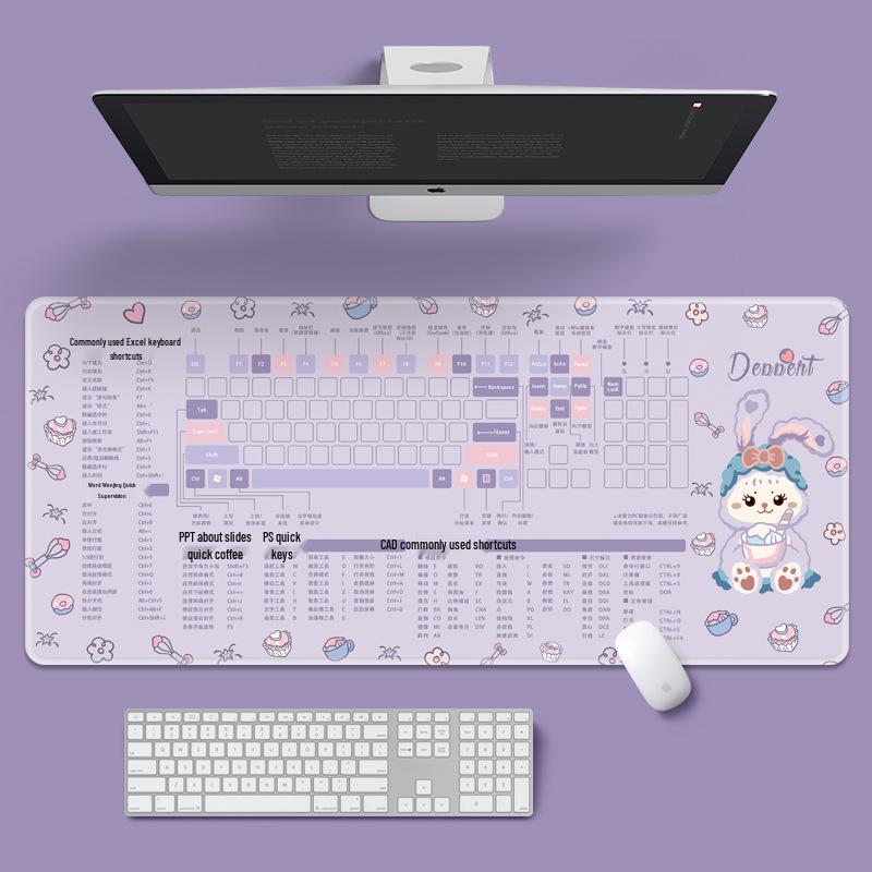 Extra Large Cartoon PS Hotkeys CAD Mouse Pad - Non-Slip Desk Mat for Keyboard & Laptop