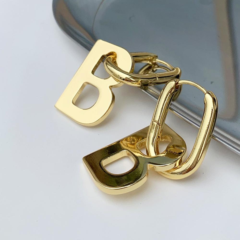 for Women Gold Silver Color Party Drop Dangle Earrings Removable Letter B Design Hoop Earrings