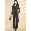 Ke Bei Er Women's Warm Scarf Collar Shirt & Wide-Leg Pants Set