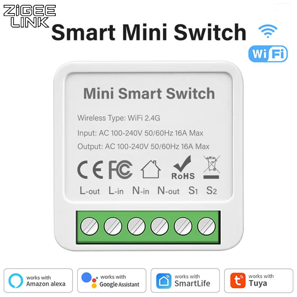 16A/20A Tuya WiFi ZigBee Mini Smart Switch Modul DIY Unterbrecher Relais, Zweiwege-Steuerung mit App Fernbedienung und Sprache Funktioniert mit Alexa Google Home Automation