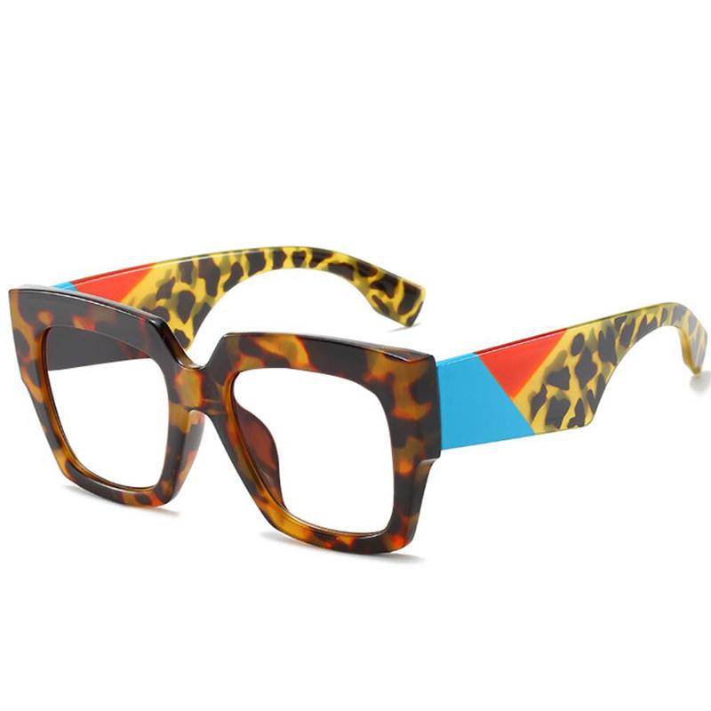 Classic Vintage Square Women'S Reading Glasses Light Blocking Transparent Oversized Glasses Trendy Sexy Leopard Female Eyewear