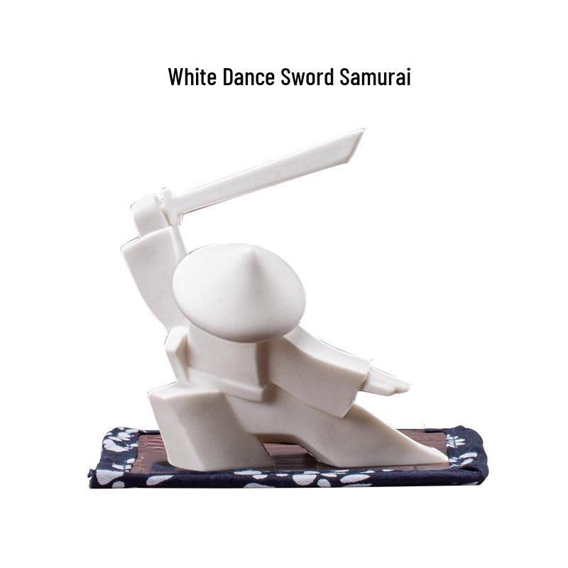 Ceramic Swordsman Incense Holder: Creative Sword-Dancing Ornament & Stick Burner Base