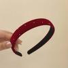 Red Black Velvet Headband Retro Rhinestone Headband Fashion Face Wash Hairband  Hair Accessories