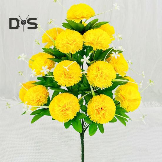 Artificial Carnation Realistic 18 Head Fake Silk Flower UV Resistant Wedding Party Indoor Outdoor Garden Yard Faux Flower Plants Decoration
