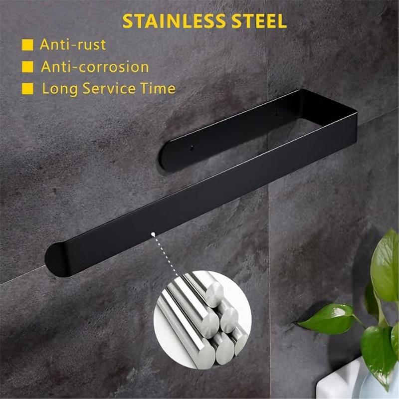 Under Cabinet Toilet Roll Storage Rack Stainless Steel Paper Towel Holder Rustproof Towel Hanger Storage Shelf