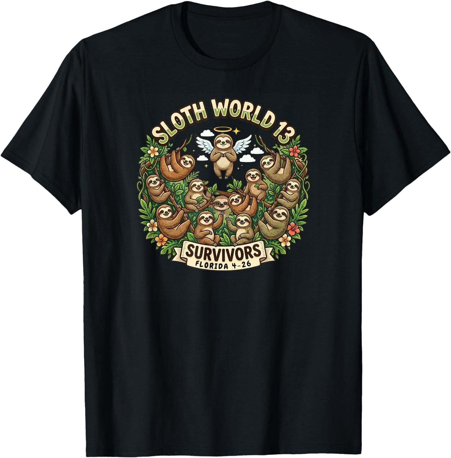 Sloth World 13 Survivors Design T-Shirt 2XL