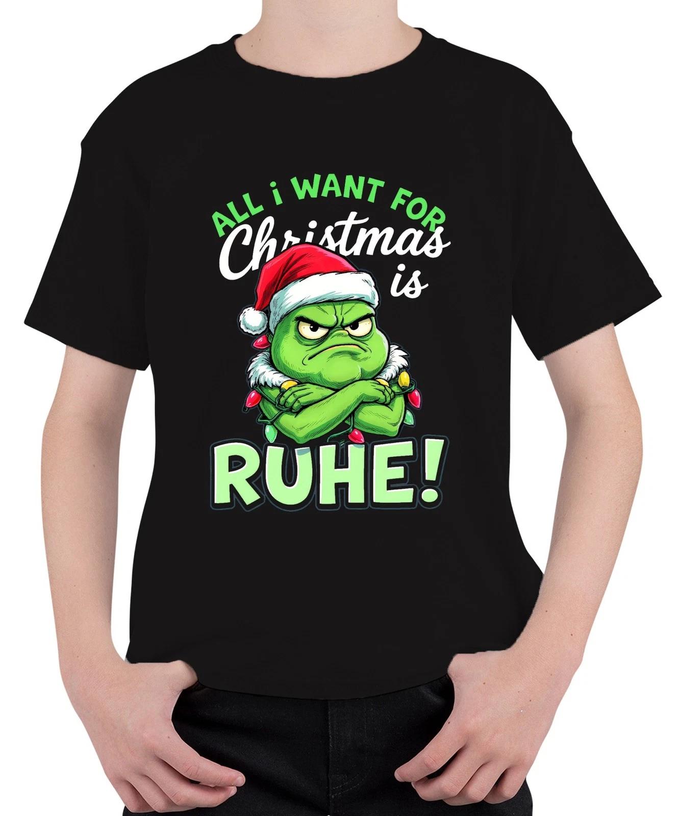 All I Want For Christmas is RUHE Grinch Weihnachtsmütze lustig Unisex Kinder T-S XXL