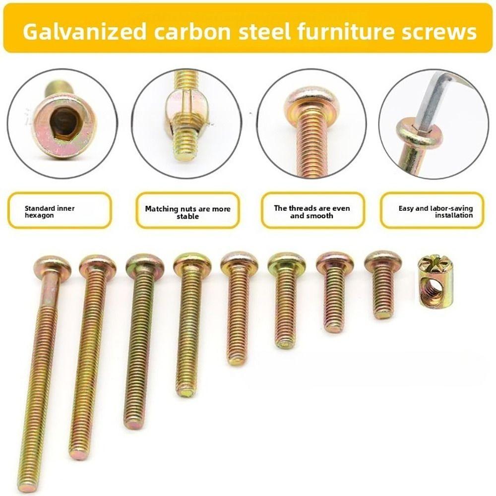 10Pcs 40-100mm M6 Furniture Bolts  for Bed Frame Chair Cabinet Furniture Assembly