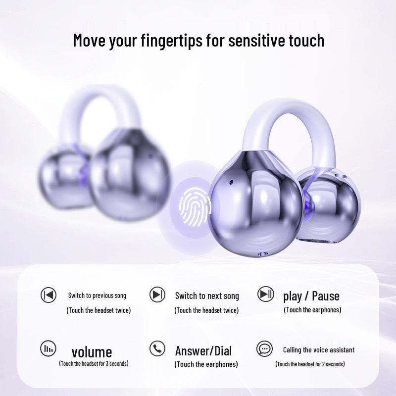 2025 M91 Wireless Earclip Bluetooth Headphones: In-Ear, Bone Conduction, Long Battery Life