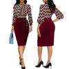 Spring and Autumn Women's Patchwork Dress Temperament Commuter Split Package Hip Dress
