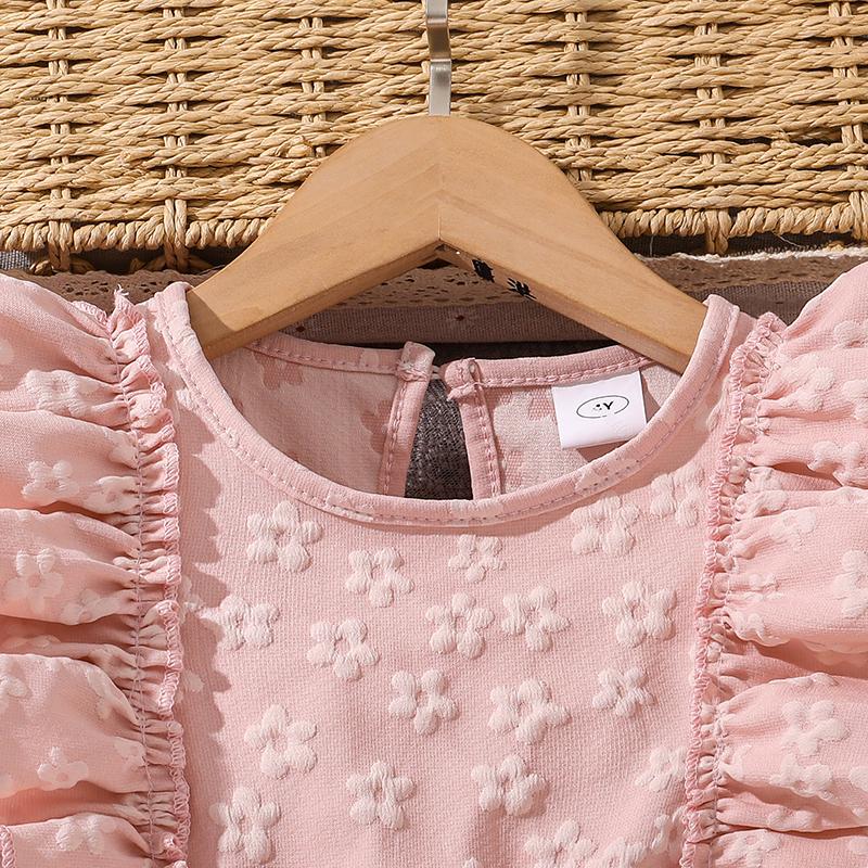 Kids Princess Dress Girls O Neck Wing Sleeve Bowknot Floral Print Embroidery Summer Sweet Birthday Party Clothing