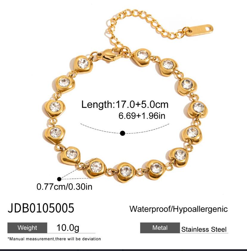 Titanium Steel Zircon Bracelet Does Not Fade, Jewelry Light Luxury Bracelet 18k Gold Stainless Steel