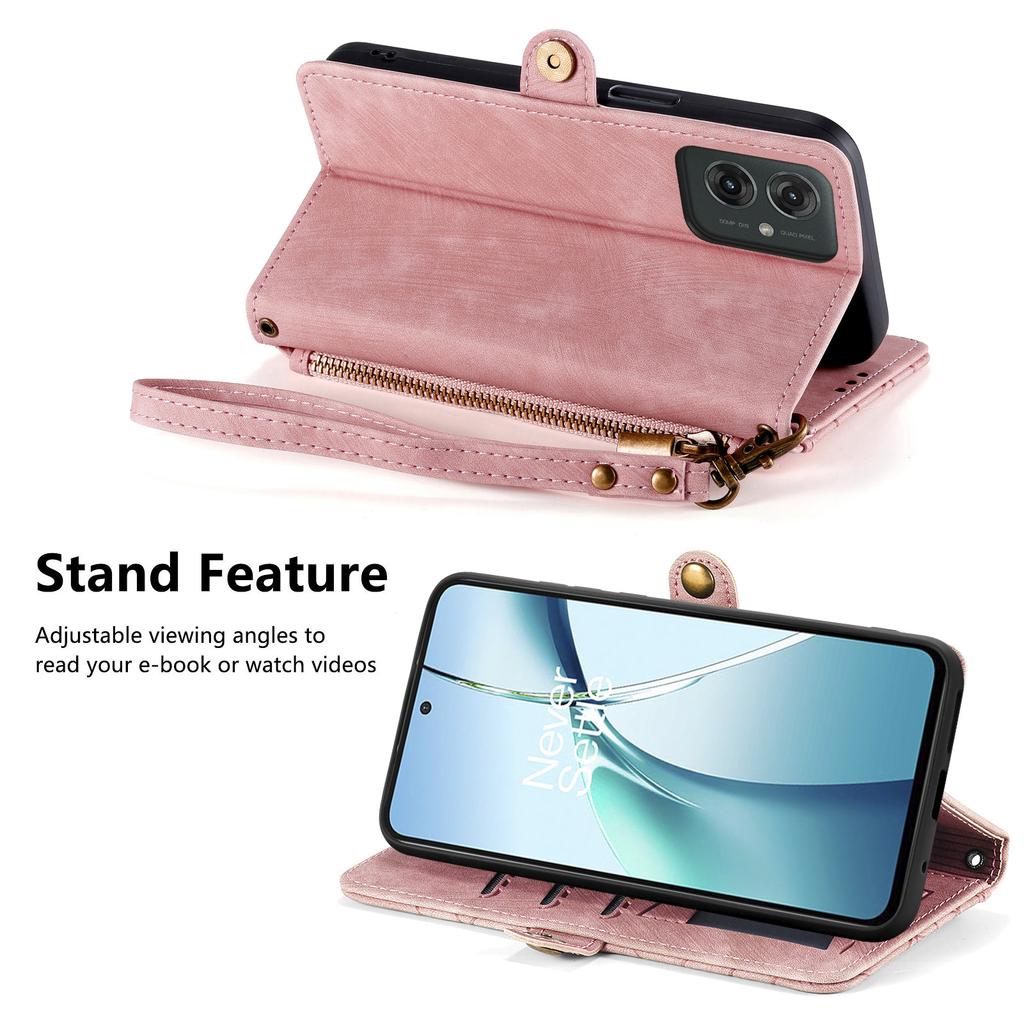 Pro Motorola Moto G55 5G PU Kožený Stojánek Peněženka Kryt Geometricky Vytištěné Pouzdro na Telefon