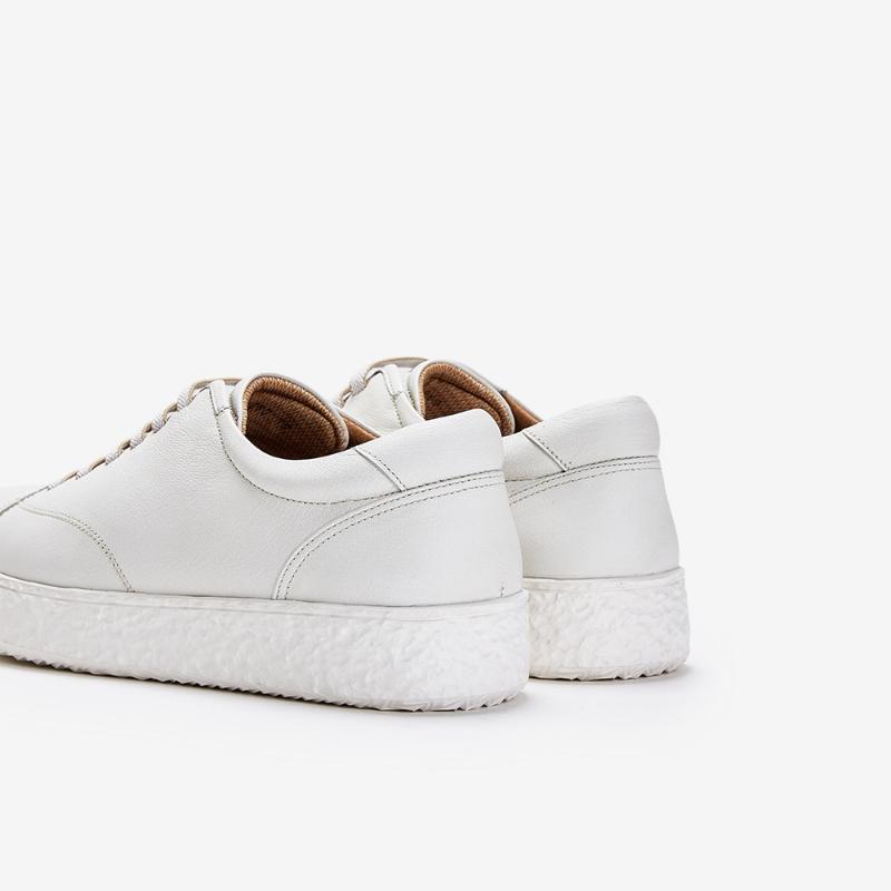 Young Age Men Goat Leather Rumpy Sneakers White