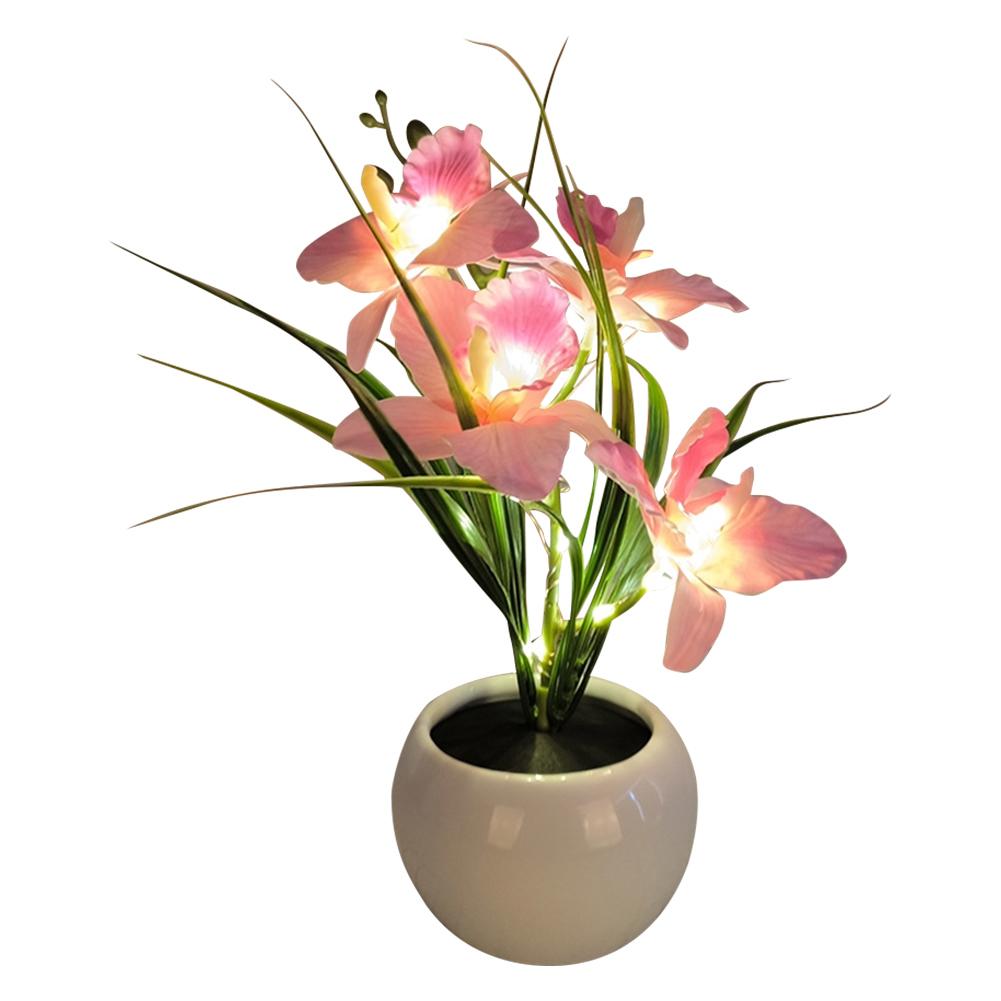 

Светодиодная лампа в виде орхидеи, искусственный цветок, ночник, USB-перезаряжаемый светильник в виде цветка орхидеи, теплый свет, настольная лампа для спальни, гостиной розовый