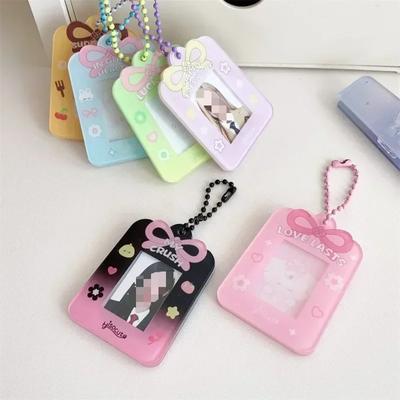 1palcový Kawaii Cartoon Kpop Photocard Holder Sladký zvířecí dezert Studentský obal na pohlednici s lanyardem pro studenty