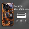 Schaltkreismuster Braun Lila Für Iphone 16 Plus 15 14 13 12 Mini 11 Pro Max X XS XR 7 8 Plus 2022 Gehärtetes Glas Handyhülle
